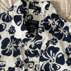 J. Crew Navy & White Floral Button-Down Shirt